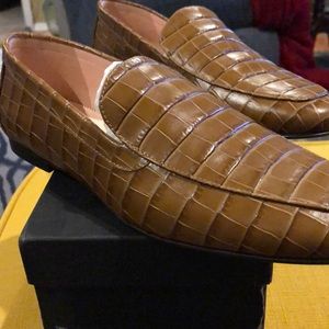 JCrew Smoking Slipper Croc Embossed Leather Size 9 New with Tag And Box